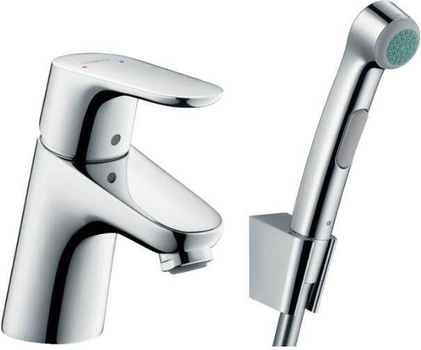 Hansgrohe Focus wastafelkraan waterbesparend met handdouche en doucheslang chroom