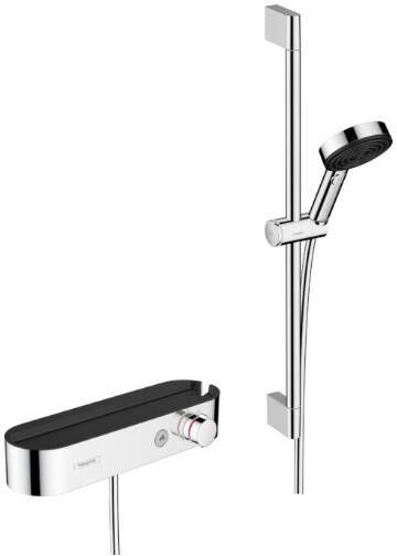 Hansgrohe Doucheset Pulsify Select S 105 3 Jets Activation Met Handdouche Thermostaat Glijstang 65 cm Schuifstuk en Doucheslang Chroom