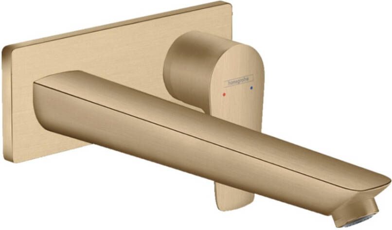 Hansgrohe Talis E ééngreeps wastafelmengkraan afbouwdeel voor wandmontage plaat voorsprong 225 mm en afvoerplug Brushed Bronze