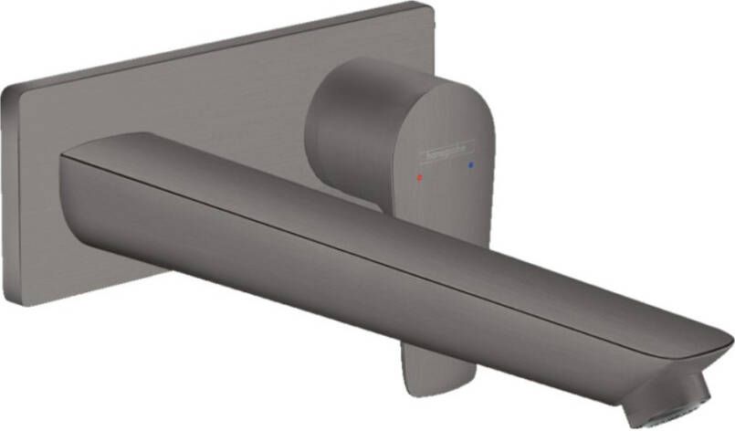 Hansgrohe Talis E ééngreeps wastafelmengkraan afbouwdeel voor wandmontage plaat voorsprong 225 mm en afvoerplug Brushed Black Chrome