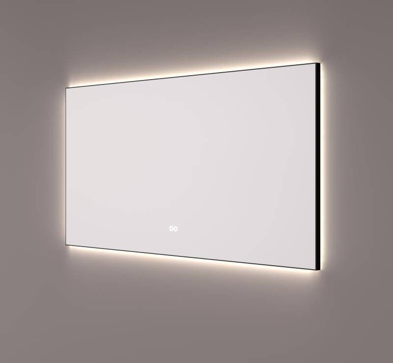 HIPP design 12500 spiegel mat zwart 100x70cm met backlight en spiegelverwarming