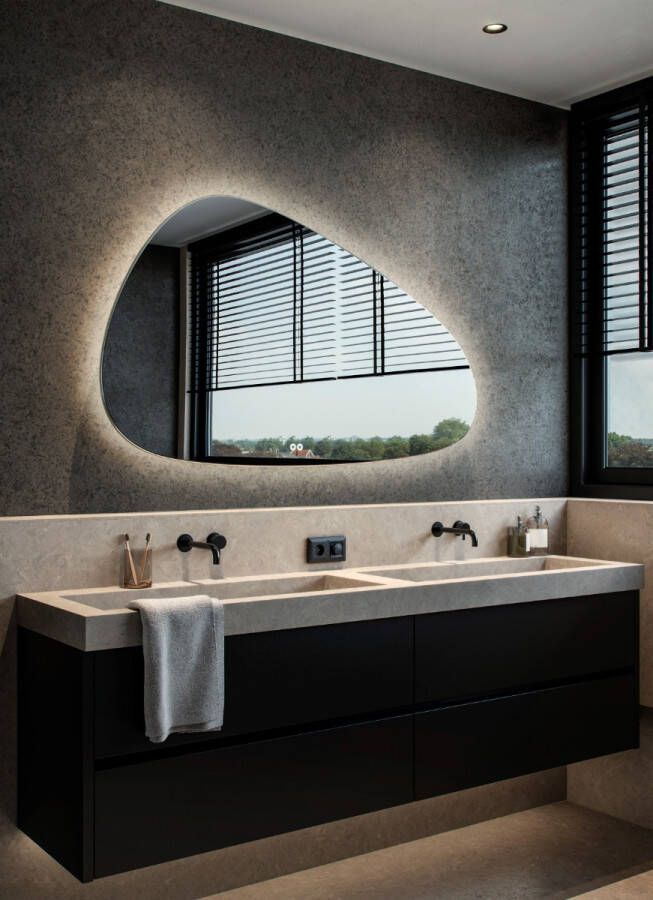 HIPP design 13600 organische spiegel 100x60cm met backlight en spiegelverwarming