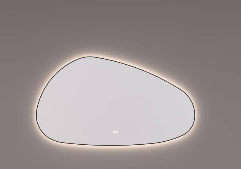 HIPP design 13600 organische spiegel 140x80cm met backlight en spiegelverwarming mat zwart