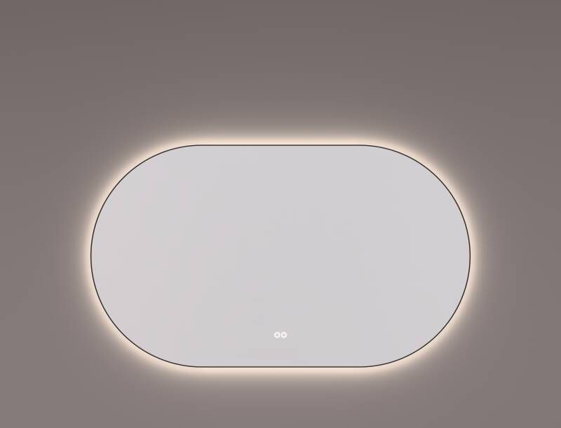 HIPP design 13700 ovale spiegel mat zwart 100x70cm met LED en spiegelverwarming
