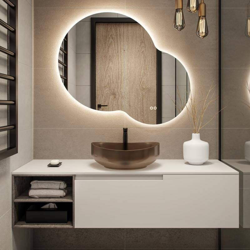 HIPP design 18000 organische spiegel 120x100cm met LED verlichting en spiegelverwarming