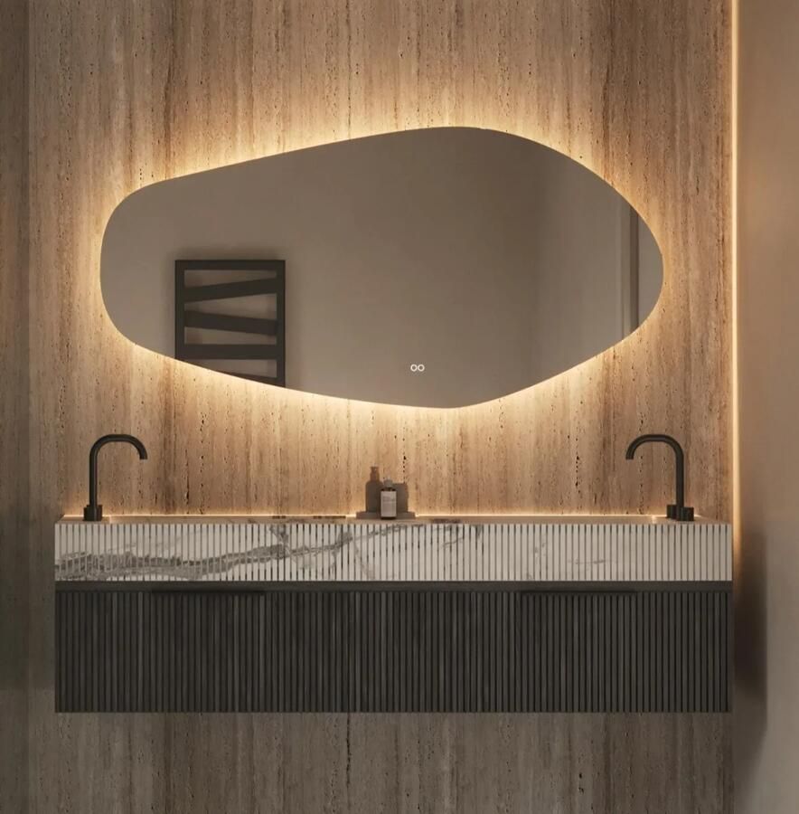 HIPP design 21000 organische spiegel 160x80cm met LED verlichting en spiegelverwarming