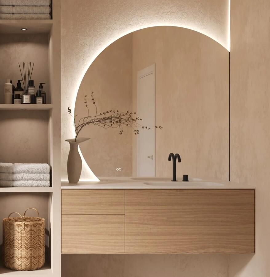 HIPP design Moon-line spiegel 120x100cm met LED verlichting en spiegelverwarming