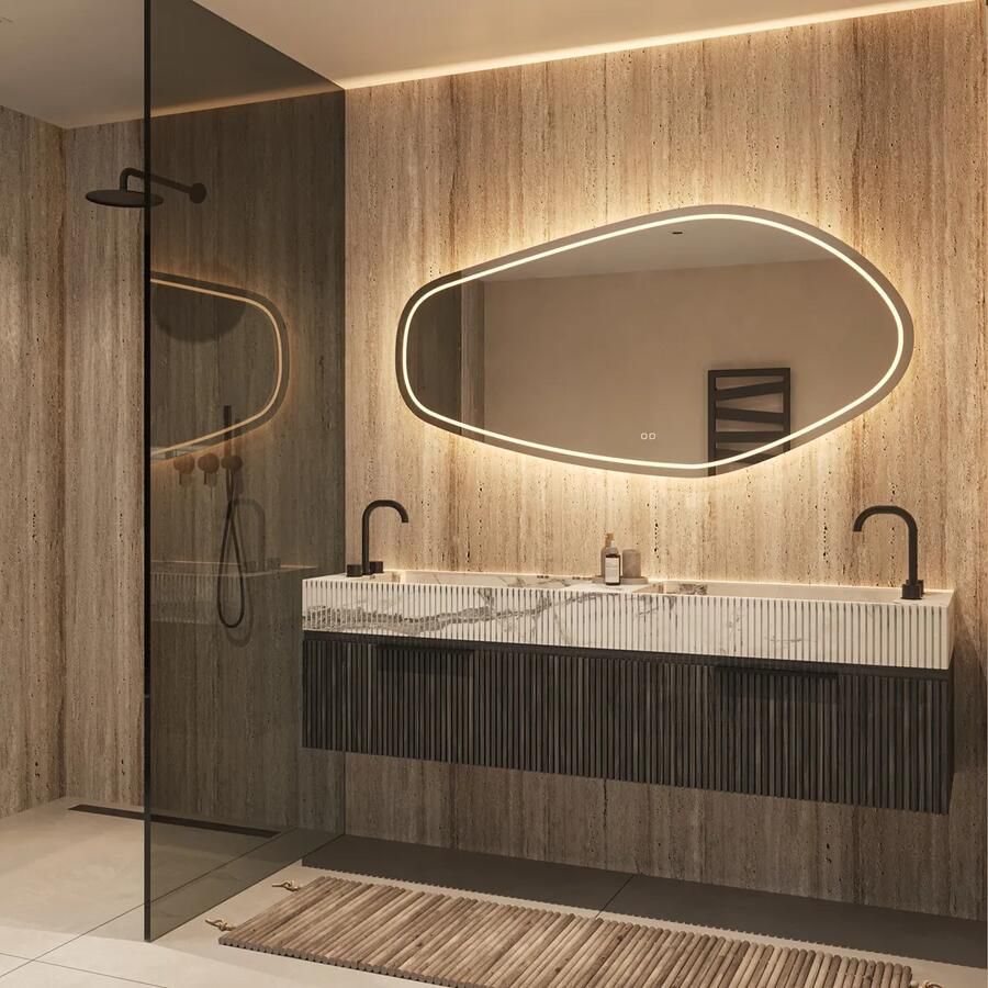 HIPP design Phantom spiegel organisch 120x70cm met LED verlichting en spiegelverwarming