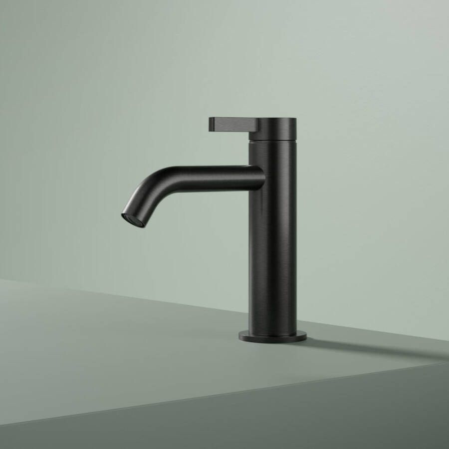 Hotbath Ace Wastafelmengkraan laag opbouw zonder waste zwart geborsteld PVD AC003MBP - Foto 2