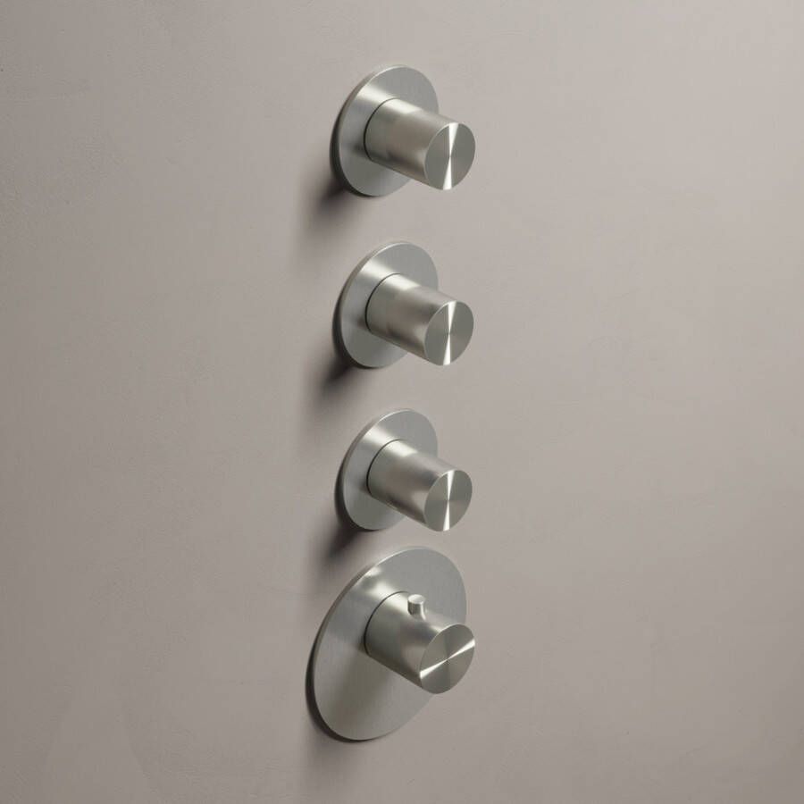 Douchekraan Hotbath Archie High Flow Afbouwdeel Thermostatisch Rond Geborsteld RVS 4 Greeps