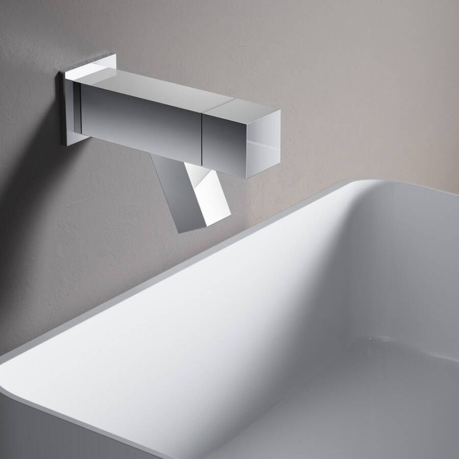 Hotbath Dude Fonteinkraan inbouw uitloop 11.4cm vierkant geborsteld nikkel QW001GN - Foto 2