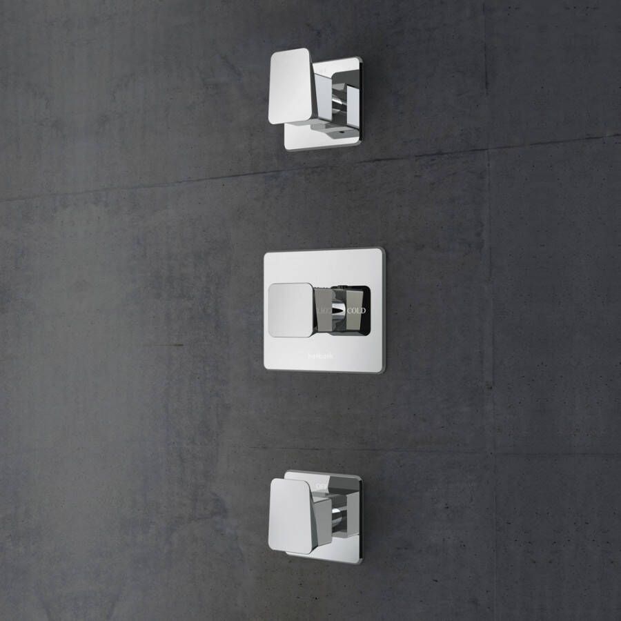 Douchekraan Hotbath Bro Inbouw Thermostatisch Vierkant Glans Chroom 3 Greeps