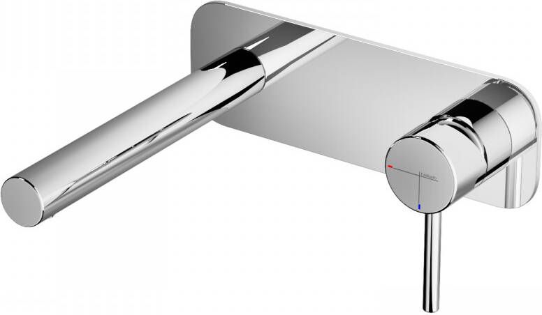 Hotbath Buddy 1-hendel inbouw wastafelmengkraan met rechte uitloop en achterplaat geborsteld nikkel - Foto 2