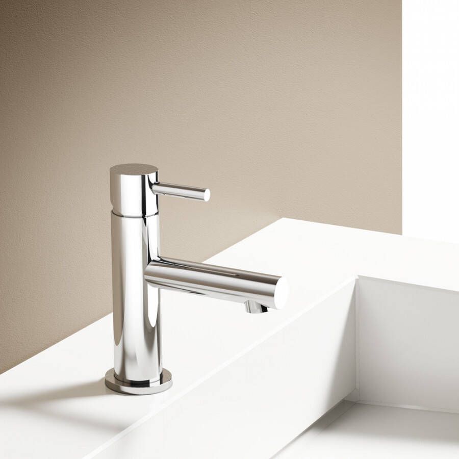 Hotbath Buddy 1-hendel wastafelkraan rond klein model chroom