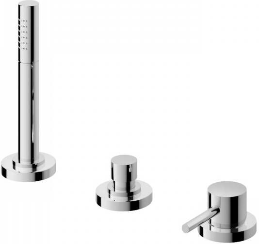 Douche Concurrent Badkraan Hotbath Buddy Inbouw Mengkraan Rond Glans Chroom 2 Greeps met Handdouche - Foto 2