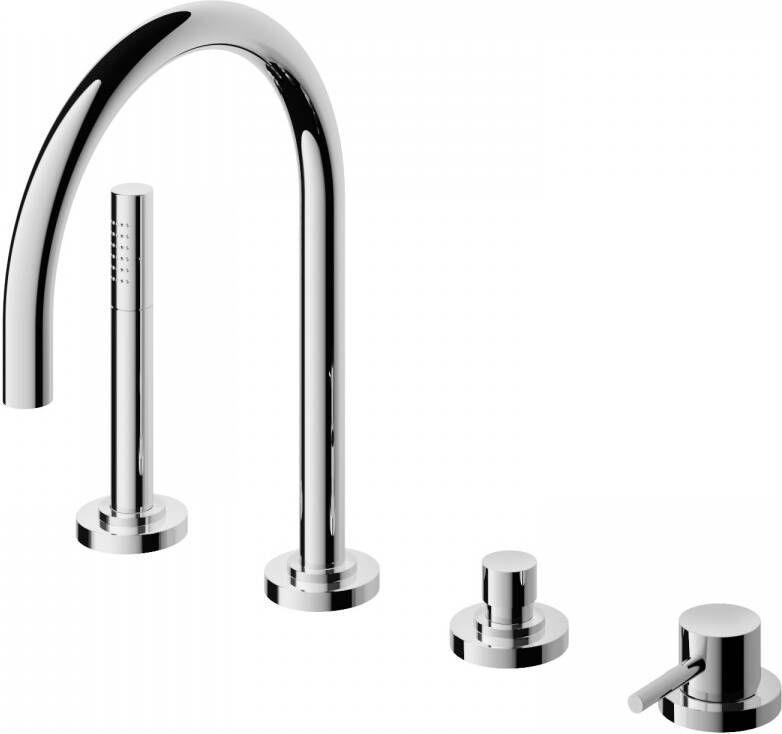 Douche Concurrent Badkraan Hotbath Buddy Inbouw Mengkraan Rond Geborsteld Nikkel 2 Greeps Handdouche en Uitloop - Foto 2