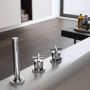 Douche Concurrent Badkraan Hotbath Chap Inbouw Thermostatisch Rond Geborsteld Nikkel 2 Greeps met Handdouche - Thumbnail 2
