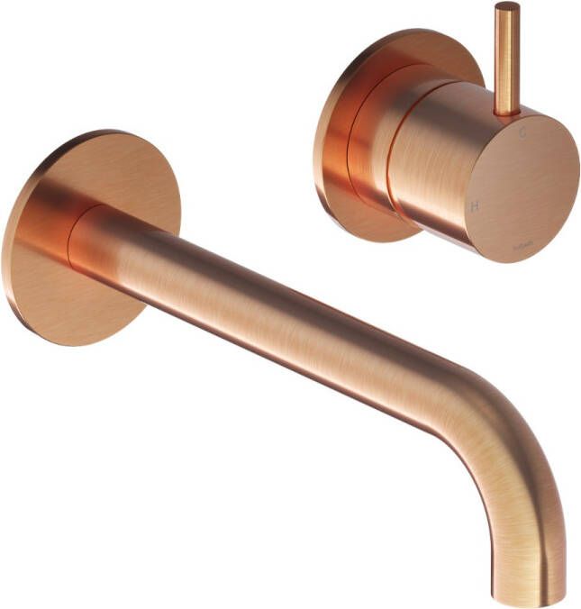 Hotbath Wastafelmengkraan Cobber Inbouw 3+3 Inbouwsysteem 1-hendel Gebogen 18 cm Geborsteld Koper Living Colours