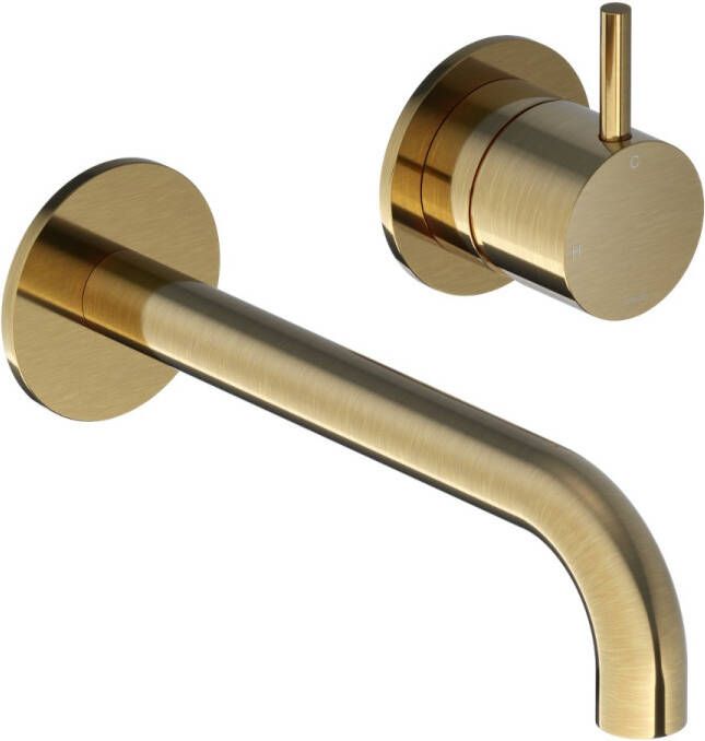 Hotbath Cobber afbouwdeel inbouw wastafelmengkraan met 18 cm uitloop geborsteld messing (goud) PVD CB005EXT18BBP