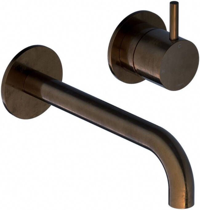 Hotbath Wastafelmengkraan Cobber Inbouw 3+3 Inbouwsysteem 1-hendel Gebogen 18 cm Verouderd Messing Living Colours