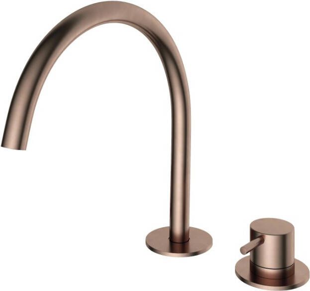 Hotbath Cobber 2-gats wastafelmengkraan 26 1 cm geborsteld koper PVD