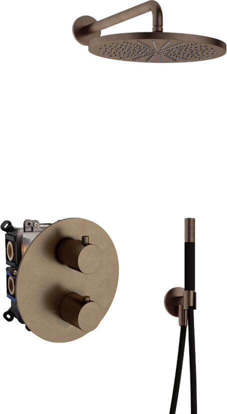 Hotbath Cobber ADS20A inbouw regendouche met 30cm hoofddouche en wandarm verouderd messing