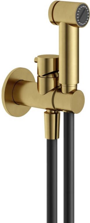 Hotbath Cobber Afbouwdeel voor Bidetkraan met doucheslang en houder Geborsteld messing PVD KHDS2EXTBBP