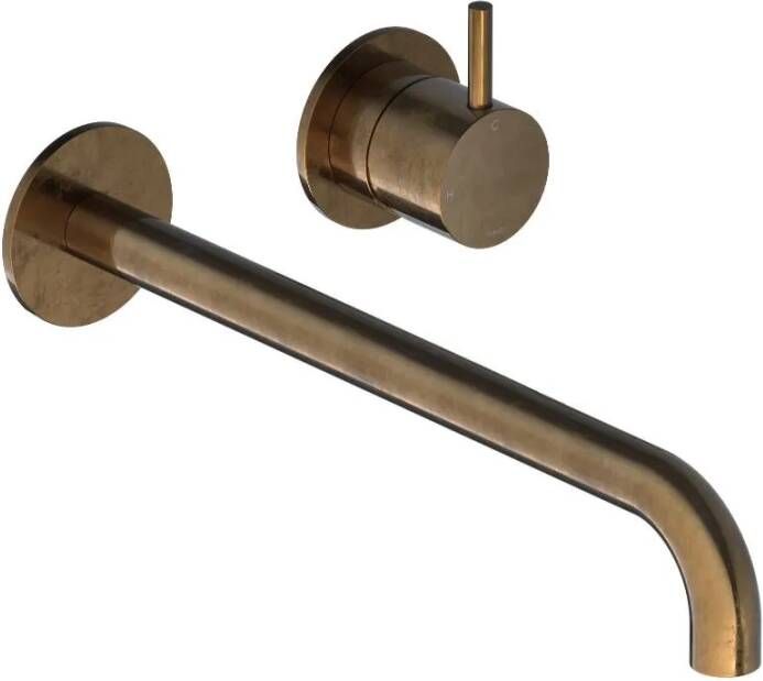 Hotbath Wastafelmengkraan Cobber Inbouw 3+3 Inbouwsysteem 1-hendel Gebogen 25 cm Verouderd Messing Living Colours
