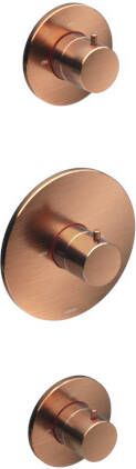Hotbath Cobber CB007EXT afbouwdeel voor inbouw thermostaat met 2 stopkranen geborsteld koper PVD - Foto 1