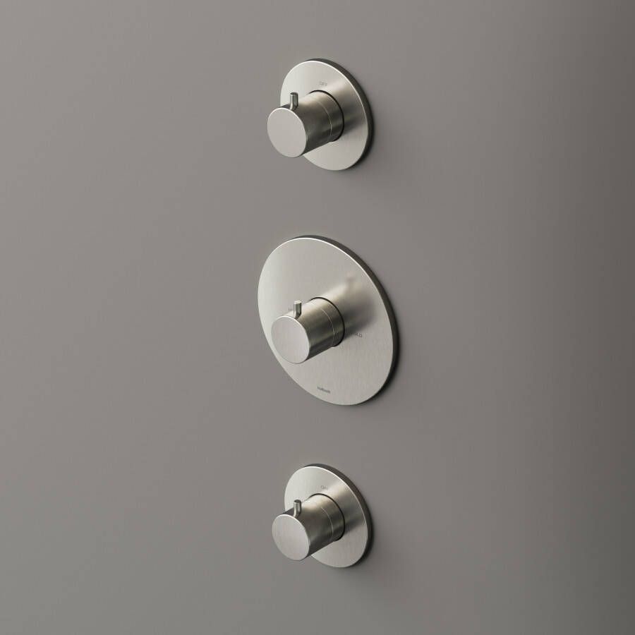 Hotbath Cobber CB007EXT afbouwdeel voor inbouw thermostaat met 2 stopkranen geborsteld nikkel