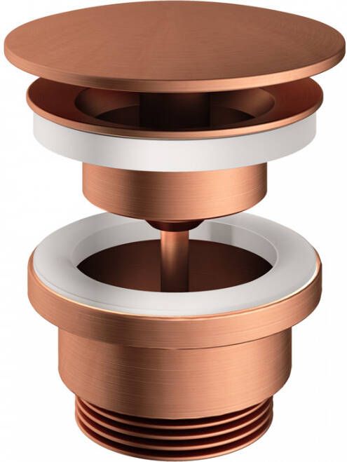 Hotbath Afvoerplug Cobber Always-Open met Schroef Rond Geborsteld Koper Living Colours