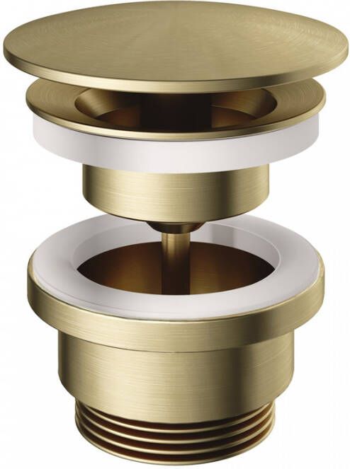 Hotbath Afvoerplug Cobber Always-Open met Schroef Rond Geborsteld Messing Living Colours