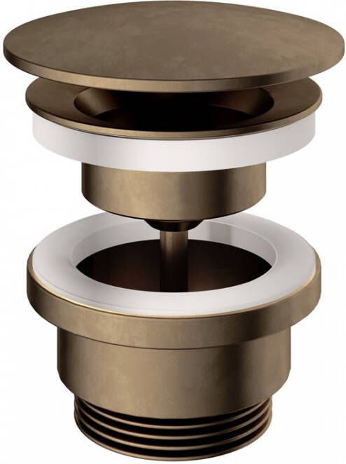 Hotbath Afvoerplug Cobber Always-Open met Schroef Rond Verouderd Messing Living Colours
