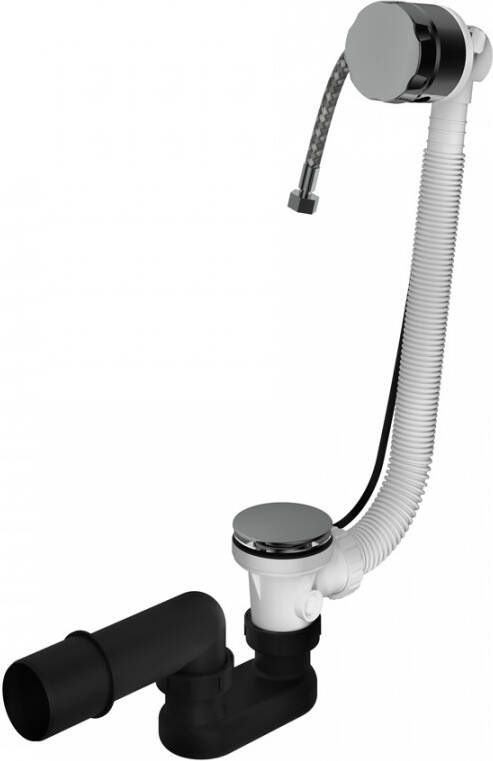 Hotbath Pal verlengde badoverloop met vulcombinatie zwart chroom P033BK