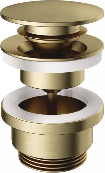 Hotbath Clickwaste Cobber Afvoerplug met Schroef Rond Geborsteld Messing Living Colours