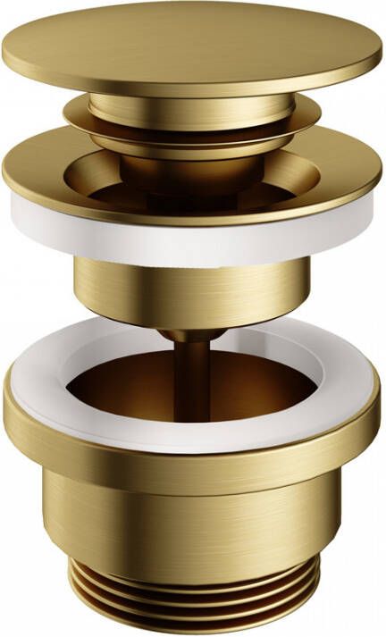 Hotbath Clickwaste Cobber Afvoerplug met Schroef Rond Geborsteld Messing PVD