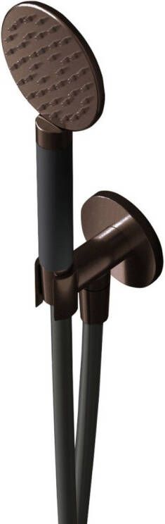 Hotbath Cobber M442 ronde handdouche met wandsteun en uitlaat en doucheslang 150cm messing verouderd verweerd M442AB - Foto 3