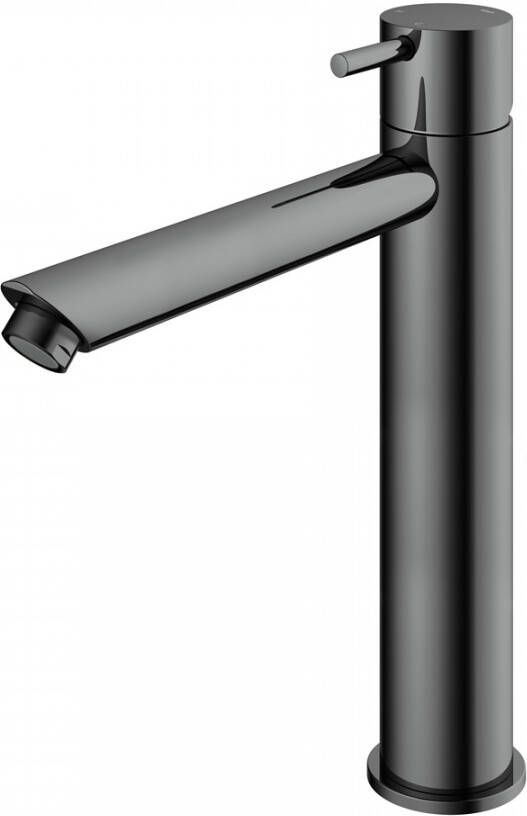 Hotbath Cobber ééhendel hoge wastafelmengkraan 28 6 centimeter hoog met rechte uitloop van 18 cm chroom zwart - Foto 2