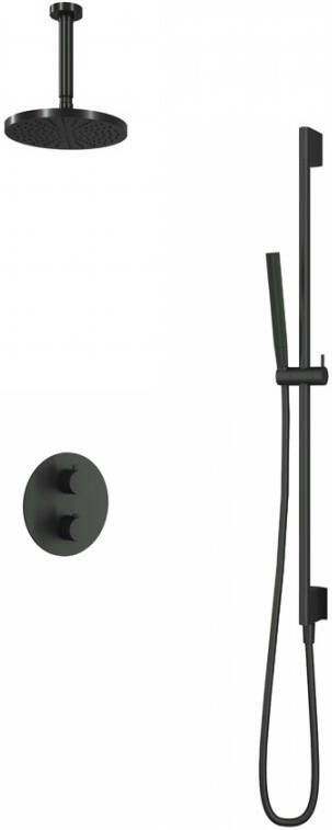 Hotbath Get Together doucheset met thermostatische 2-weg-omstel met 3 standen-handdouche 15 cm plafondbuis 30 cm hoofddouche glijstang geborsteld