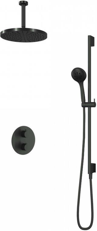 Hotbath Get Together doucheset met thermostatische 2-weg-omstel met 3 standen-handdouche 15 cm plafondbuis 30 cm hoofddouche glijstang geborsteld - Foto 6