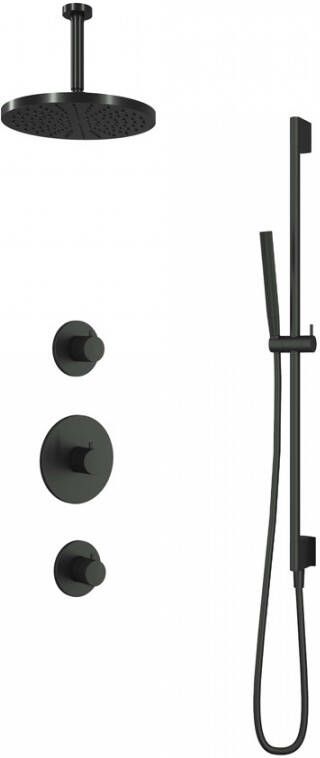Hotbath Cobber IBS20GN inbouwdouche met 15cm plafondbuis 30cm hoofddouche en glijstang geborsteld nikkel