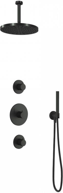 Hotbath Cobber IBS 20GN inbouw doucheset geborsteld nikkel met staafhanddouche 30cm hoofddouche met plafondbuis 15cm wandsteun met uitlaat