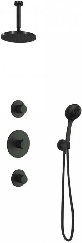 Hotbath Cobber IBS 20GN inbouw doucheset geborsteld nikkel met ronde handdouche 20cm hoofddouche met plafondbuis 15cm wandsteun met uitlaat - Foto 2