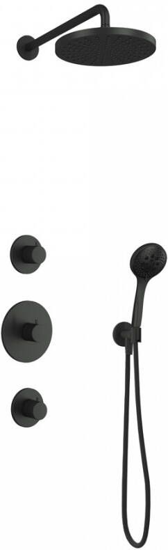 Hotbath Cobber IBS 20GN inbouw doucheset geborsteld nikkel met ronde handdouche 30cm hoofddouche met wandarm wandsteun met uitlaat