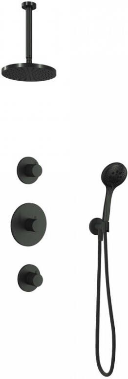 Hotbath Cobber IBS 20GN inbouw doucheset geborsteld nikkel met ronde handdouche 20cm hoofddouche met plafondbuis 30cm wandsteun met uitlaat
