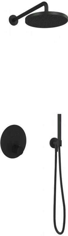 Hotbath Cobber IBS22 inbouw douche set met 2 pushbuttons geborsteld nikkel 3 standen handdouche plafondbuis 38 5 cm douchekop 30cm (incl. glijstang) - Foto 11