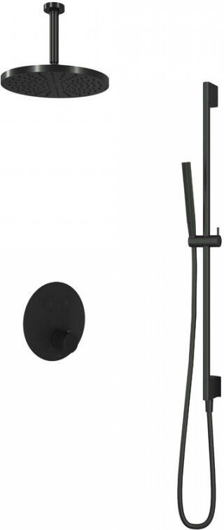 Hotbath Cobber IBS 22 inbouw doucheset geborsteld nikkel met ronde 3 standen handdouche 20cm hoofddouche met plafondbuis 30cm glijstang met uitlaat