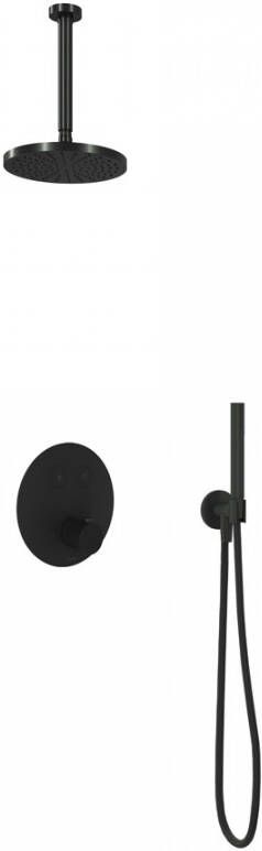 Hotbath Cobber IBS22 inbouw douche set met 2 pushbuttons geborsteld nikkel 3 standen handdouche plafondbuis 38 5 cm douchekop 30cm (incl. glijstang) - Foto 10