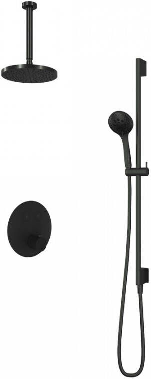 Hotbath Cobber IBS 22 inbouw doucheset geborsteld nikkel met ronde 3 standen handdouche 20cm hoofddouche met plafondbuis 30cm glijstang met uitlaat - Foto 3
