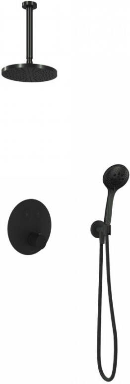 Hotbath Cobber IBS22 inbouw douche set met 2 pushbuttons geborsteld nikkel 3 standen handdouche plafondbuis 38 5 cm douchekop 30cm (incl. glijstang) - Foto 7